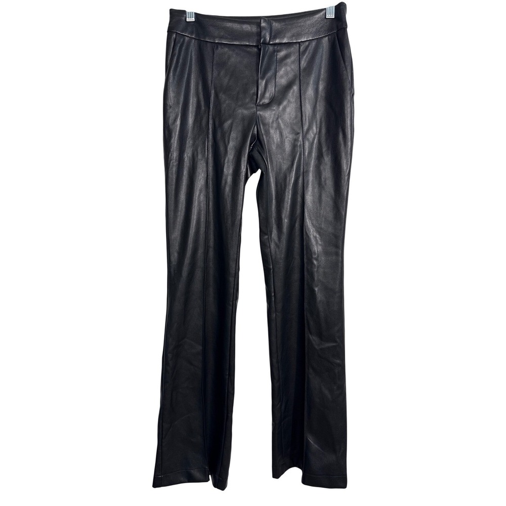Avec Les Filles Faux Leather Flared Pants Size 2 Black Edgy Biker Rocker Grunge - Picture 2 of 8